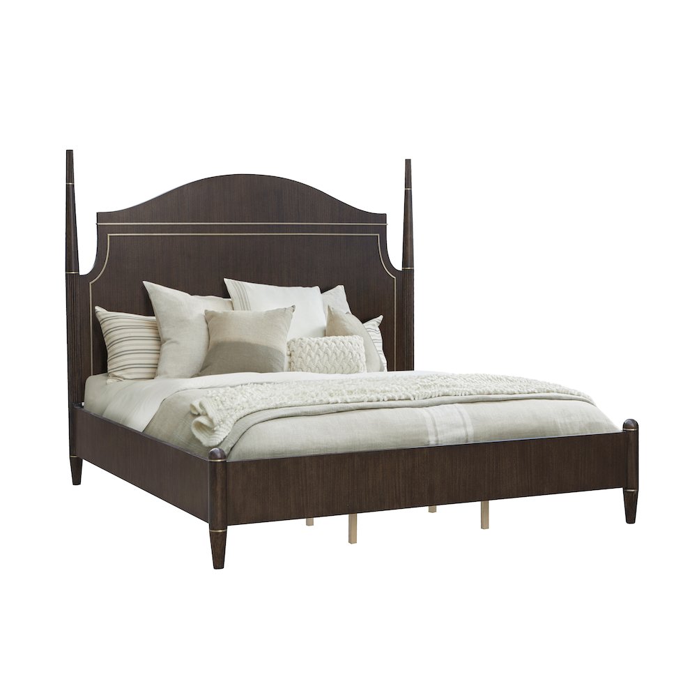 Asher Park California King Poster Bed, Piano Brown Finish. Picture 1