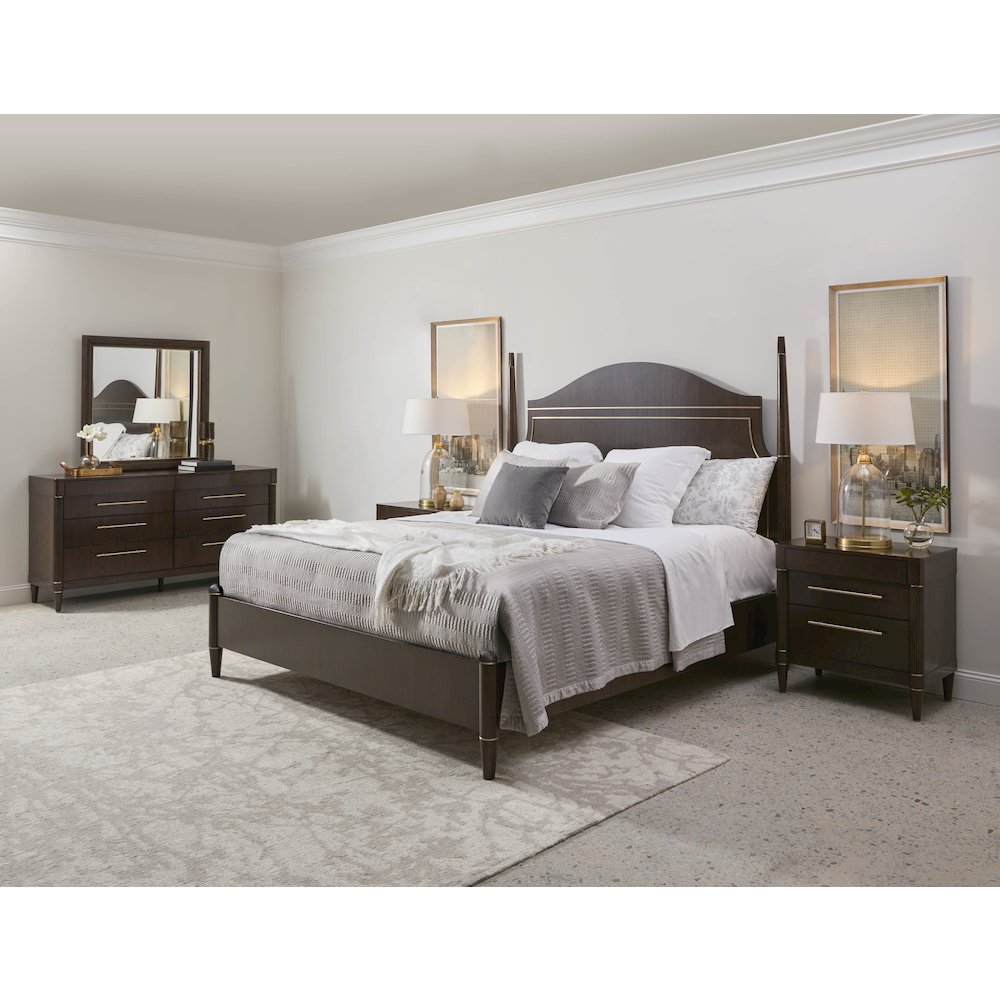 Asher Park 3 Drawer Nightstand, Piano Brown Finish. Picture 8
