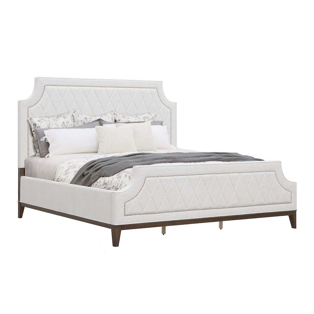 Asher Park California King Upholstered Bed, Piano Brown Finish. Picture 1