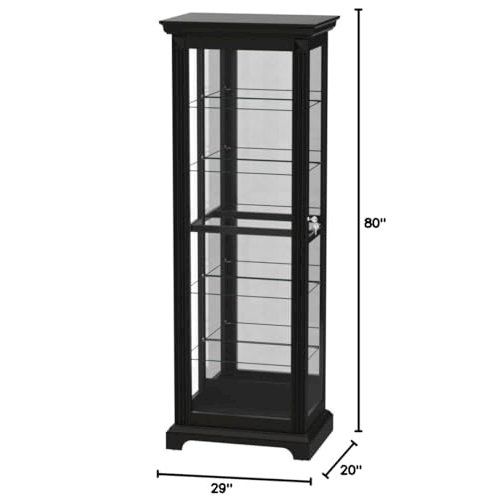 Locking Slide Door 5 Shelf Curio Cabinet in Deep Cherry Brown. Picture 3