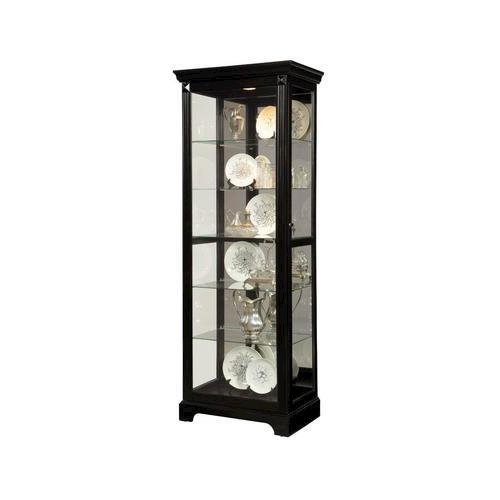 Locking Slide Door 5 Shelf Curio Cabinet in Deep Cherry Brown. Picture 2