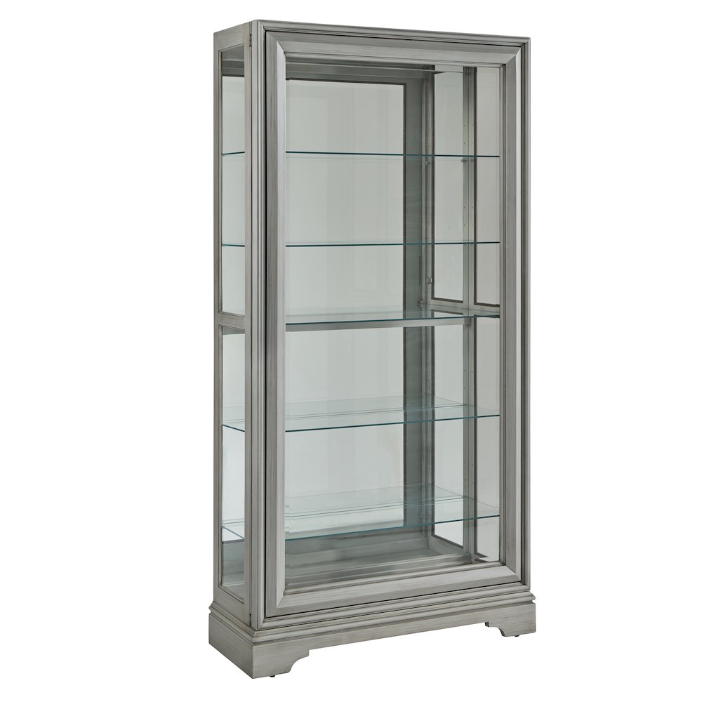 Traditional Sliding Door Curio, Gray Finish. Picture 1