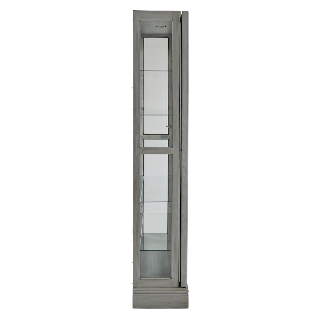 Traditional Sliding Door Curio, Gray Finish. Picture 5