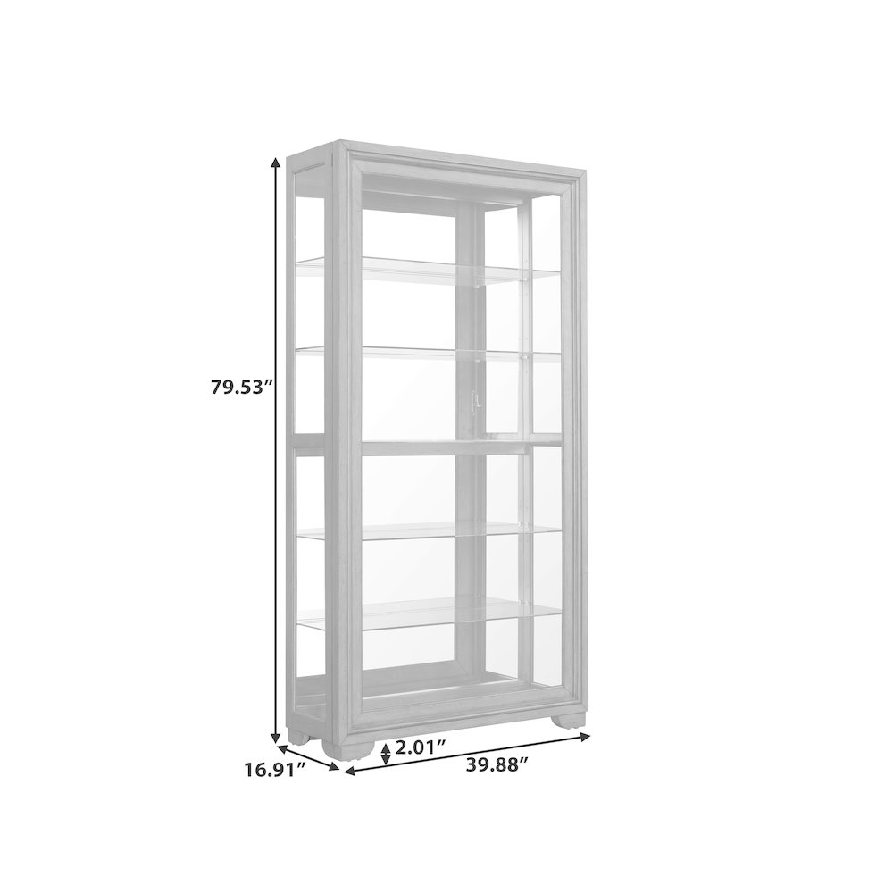 Modern Wood Framed 5-Shelf Sliding Door Curio with LED Light. Picture 8