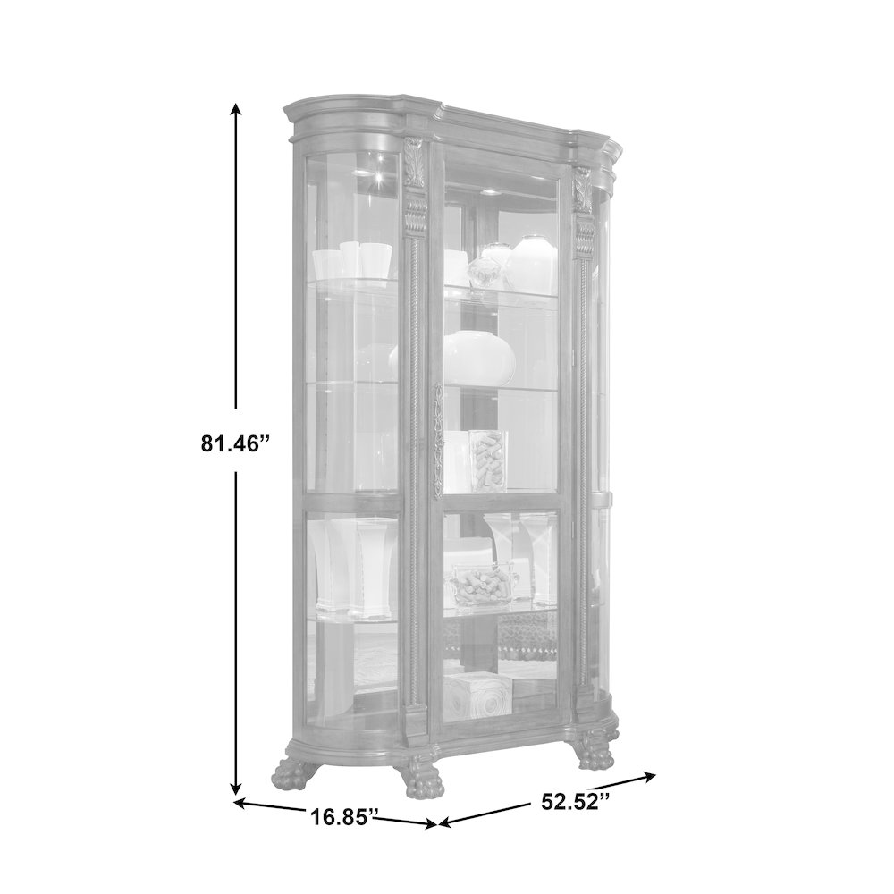 Lighted Curved Front 4 Shelf Curio Cabinet in Maple Brown. Picture 9