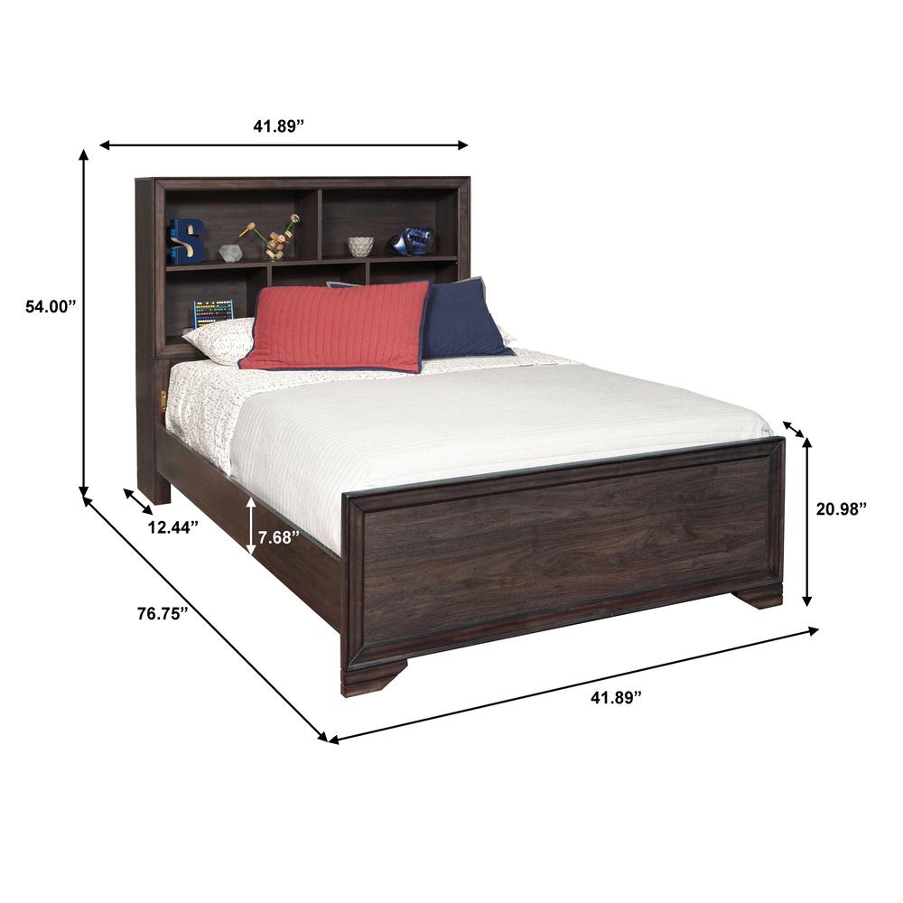 Kids Twin Bed Bookcase Headboard in Espresso Brown. Picture 7