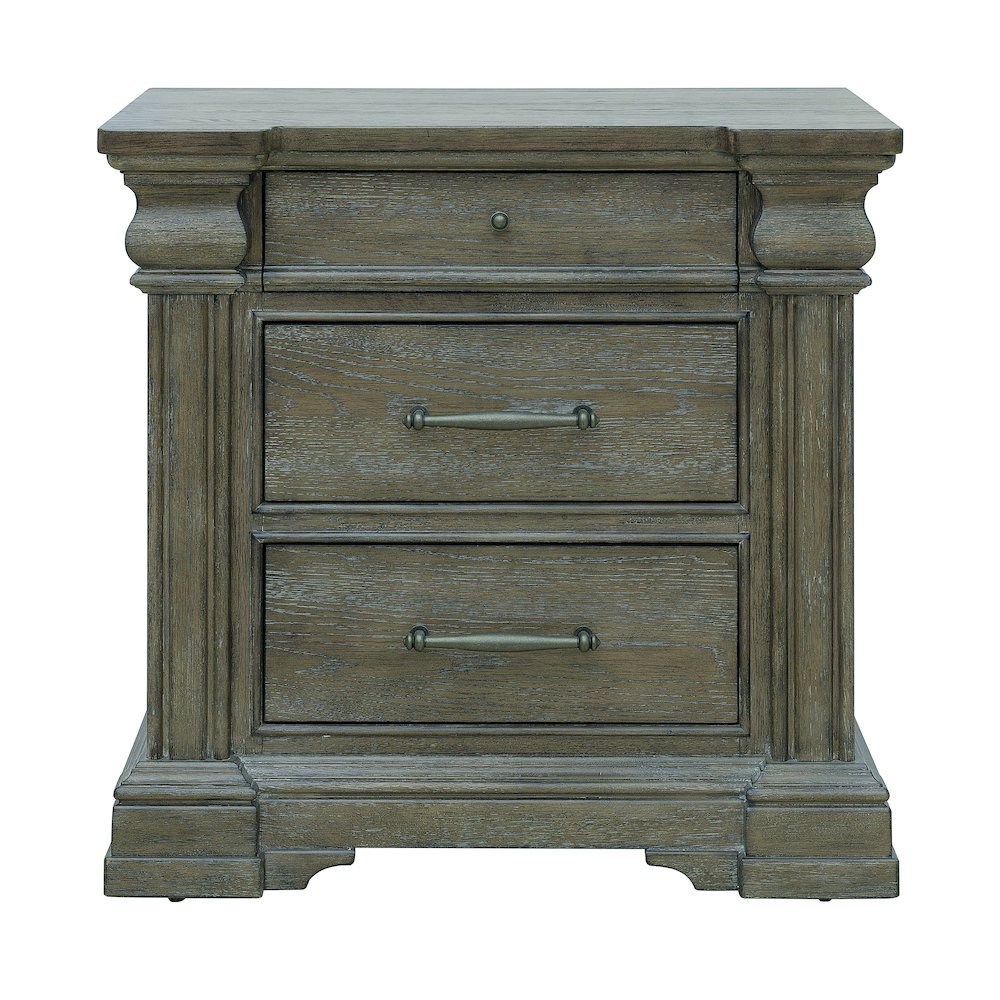 Madison Ridge Brown 3 Drawer Nightstand. Picture 3