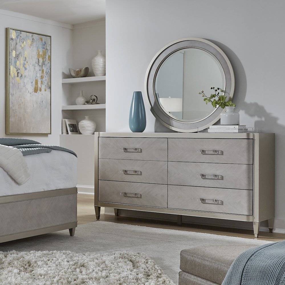 Zoey Round Beveled Mirror. Picture 8