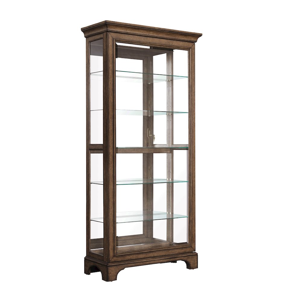 Traditional Sliding Door Curio with Glass Shelves and LED Light. Picture 4