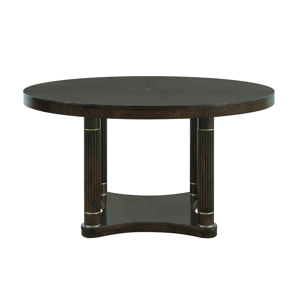 Asher Park Round Dining Table, Piano Brown Finish. Picture 1