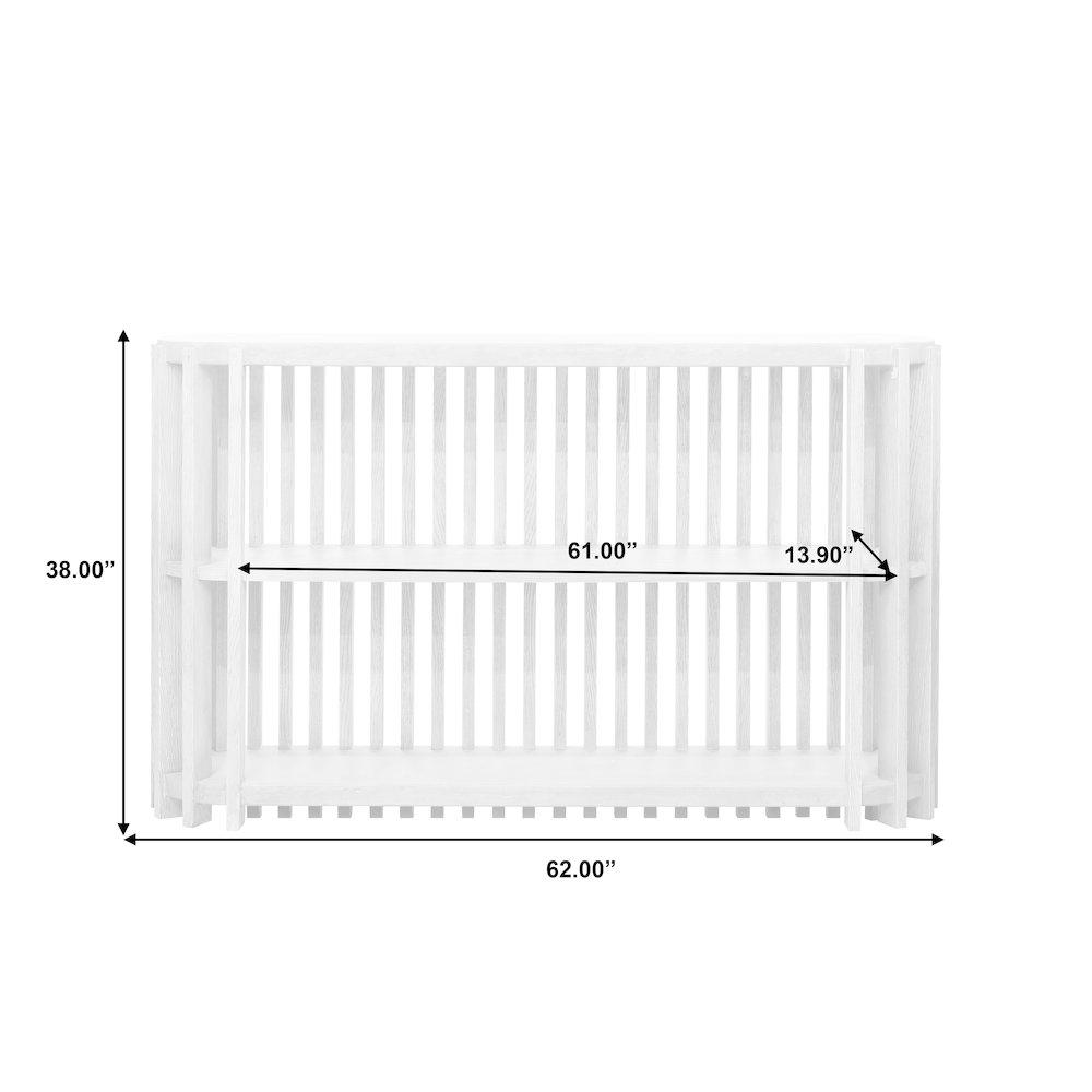 Wood Slat Display Console with Concrete Top. Picture 10