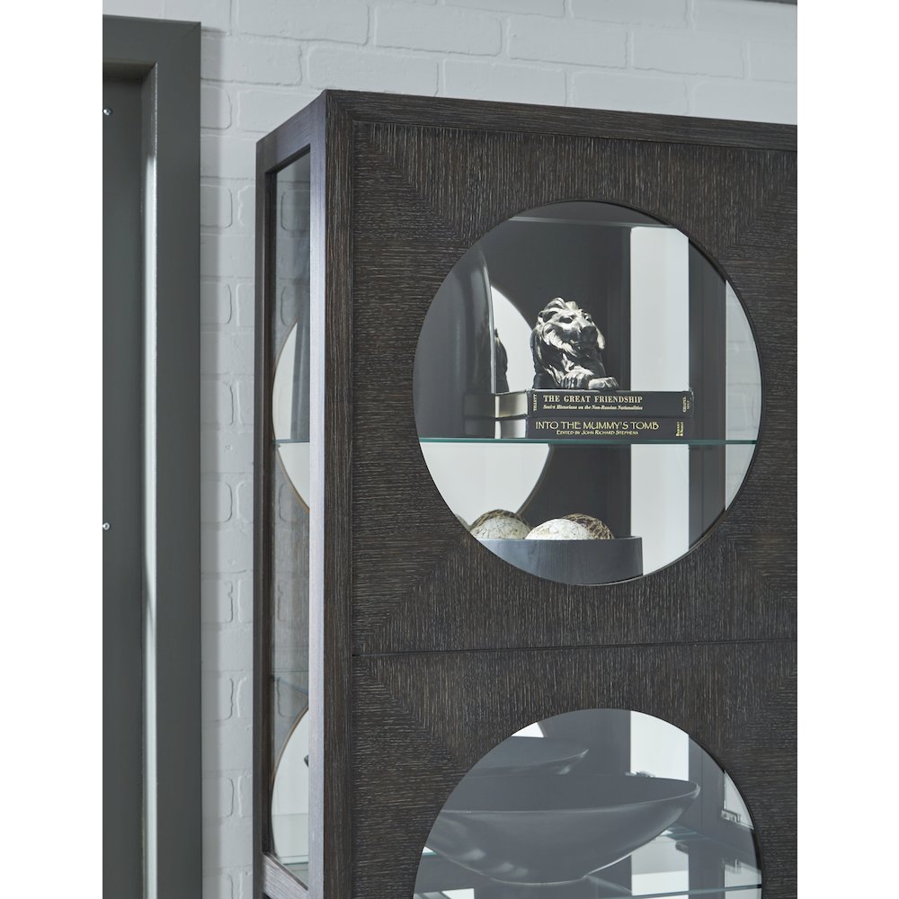 Contemporary Side Entry Curio Cabinet, Dark Wood Finish. Picture 7