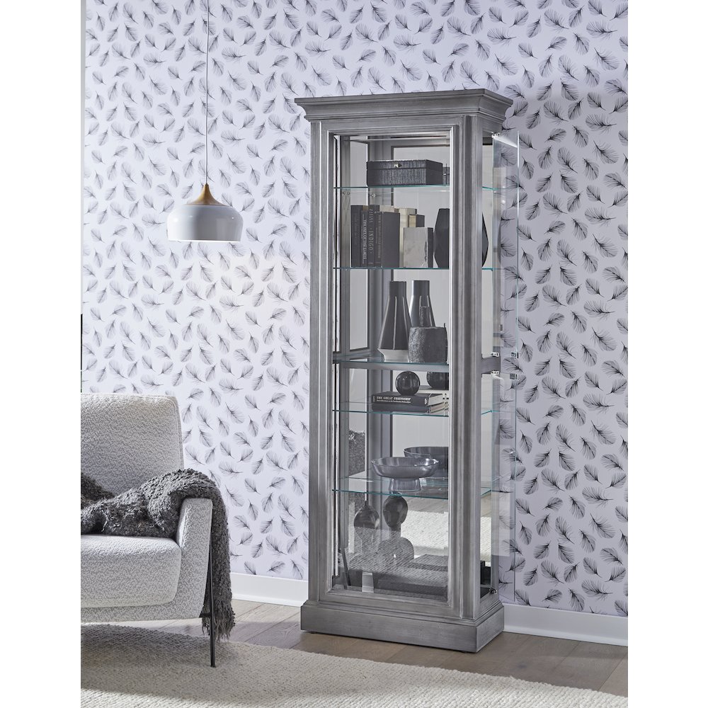 Side Entry Accent Curio, Gray Finish. Picture 10