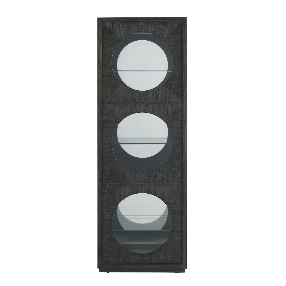Contemporary Side Entry Curio Cabinet, Dark Wood Finish. Picture 2