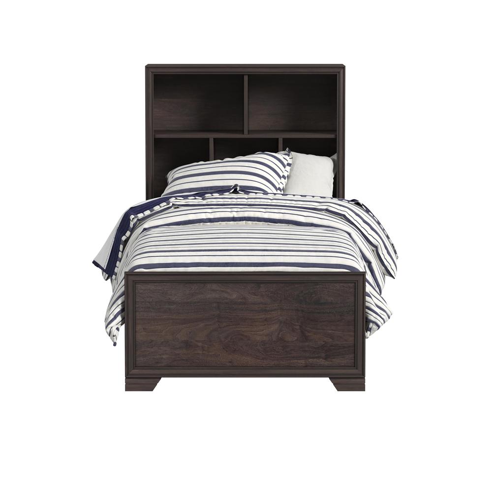 Kids Twin Bed Bookcase Headboard in Espresso Brown. Picture 4