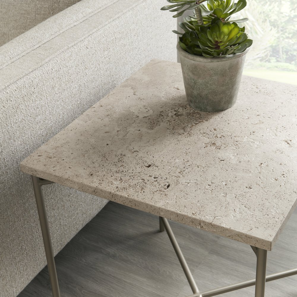 Large Stone Top Nesting Table. Picture 5