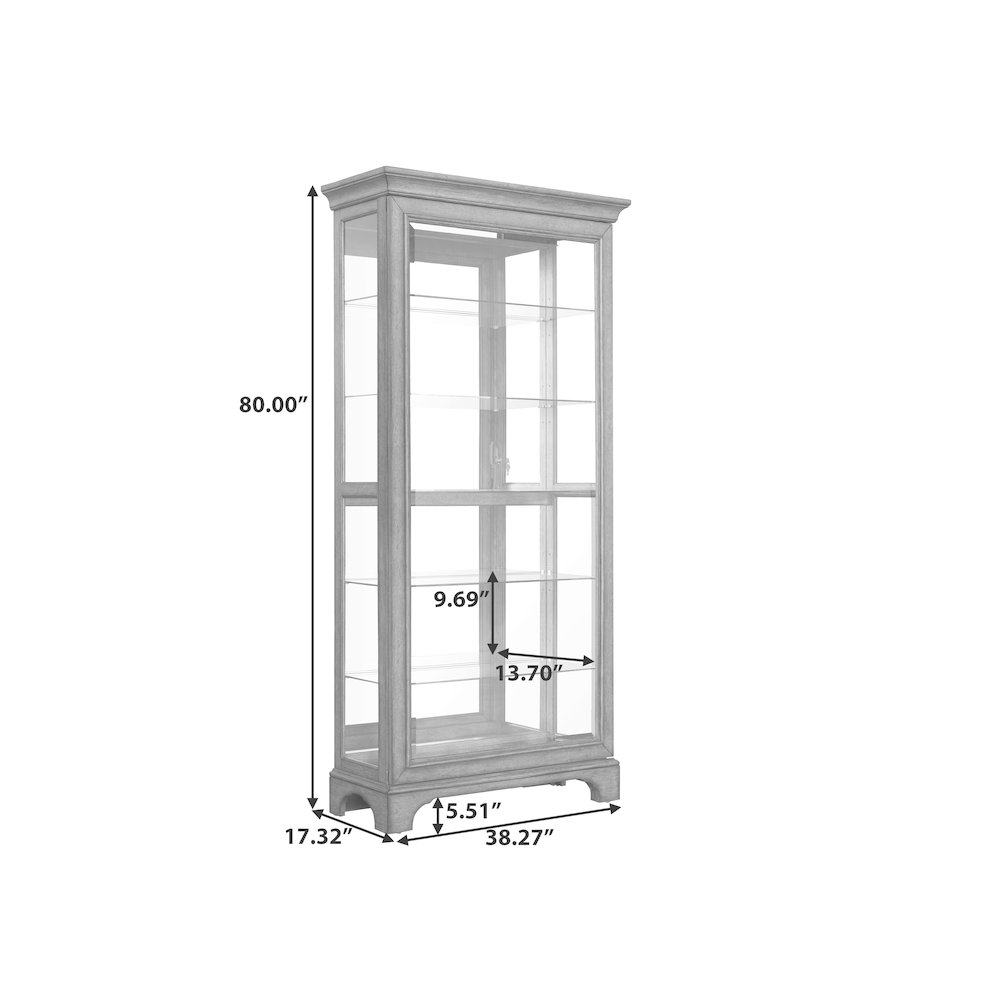 Traditional Sliding Door Curio with Glass Shelves and LED Light. Picture 8