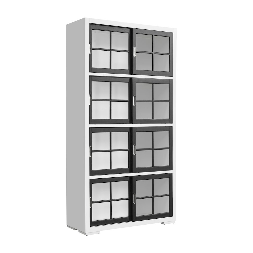 Contemporary 4-Shelf Sliding Door Bookcase. Picture 1