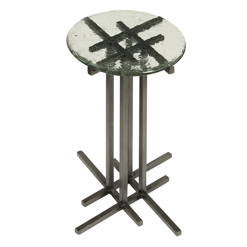 Glass Top Spot Table with Metal Base Pedestal. Picture 4