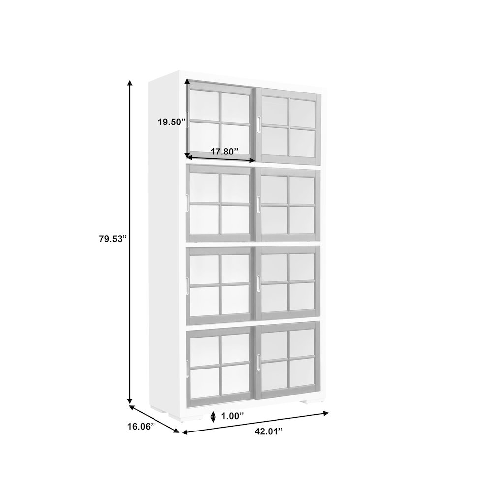 Contemporary 4-Shelf Sliding Door Bookcase. Picture 8