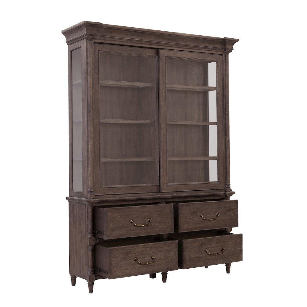 Revival Row Sliding Door Display Cabinet with Storage Drawers. Picture 3