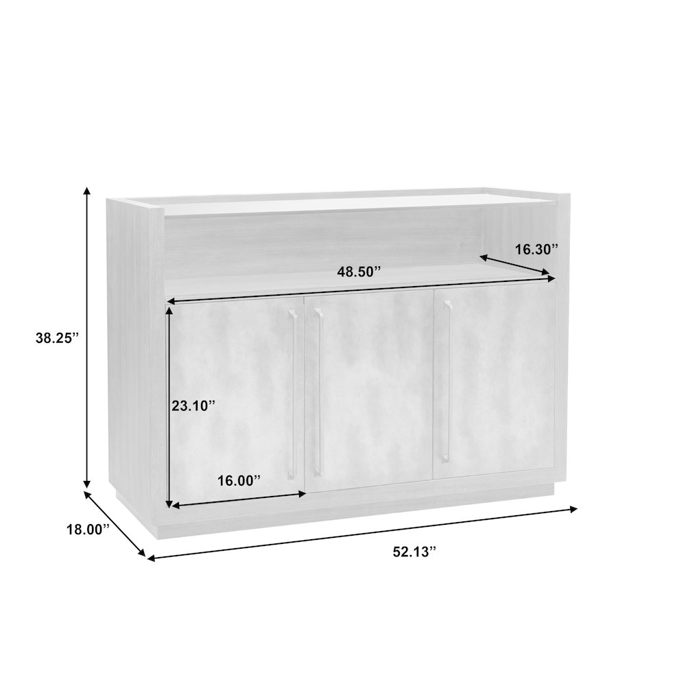 3 Door Bar Cabinet with Glass Shelves. Picture 9