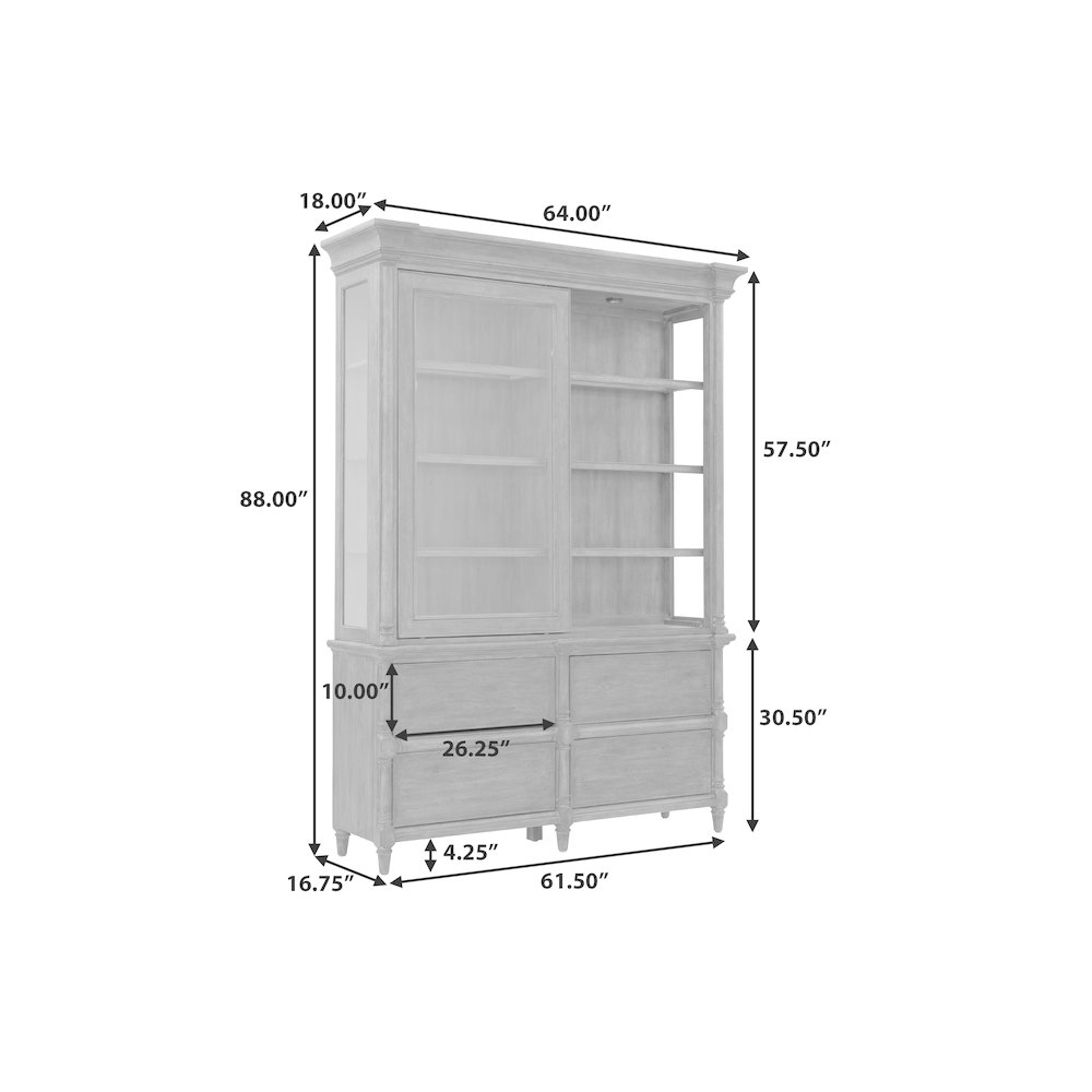 Revival Row Sliding Door Display Cabinet with Storage Drawers. Picture 7