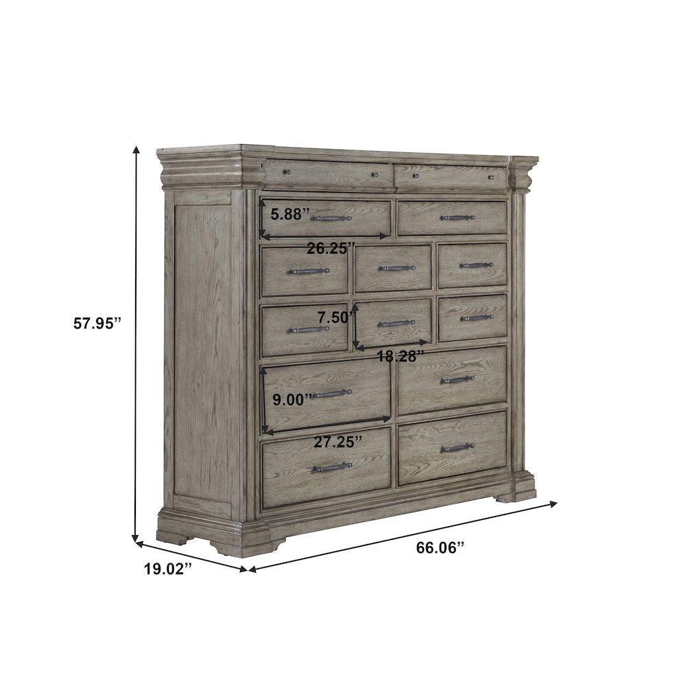 Madison Ridge 14 Drawer Master Chest in Heritage Taupe. Picture 6