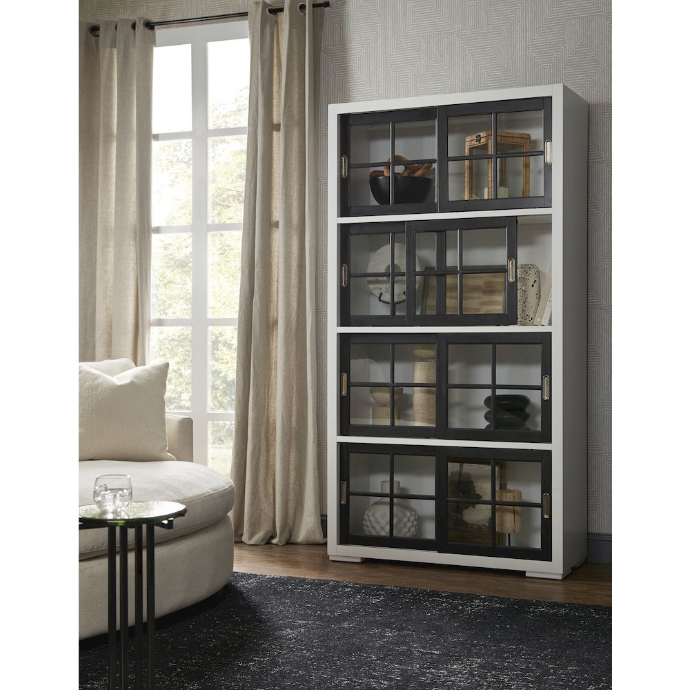 Contemporary 4-Shelf Sliding Door Bookcase. Picture 7
