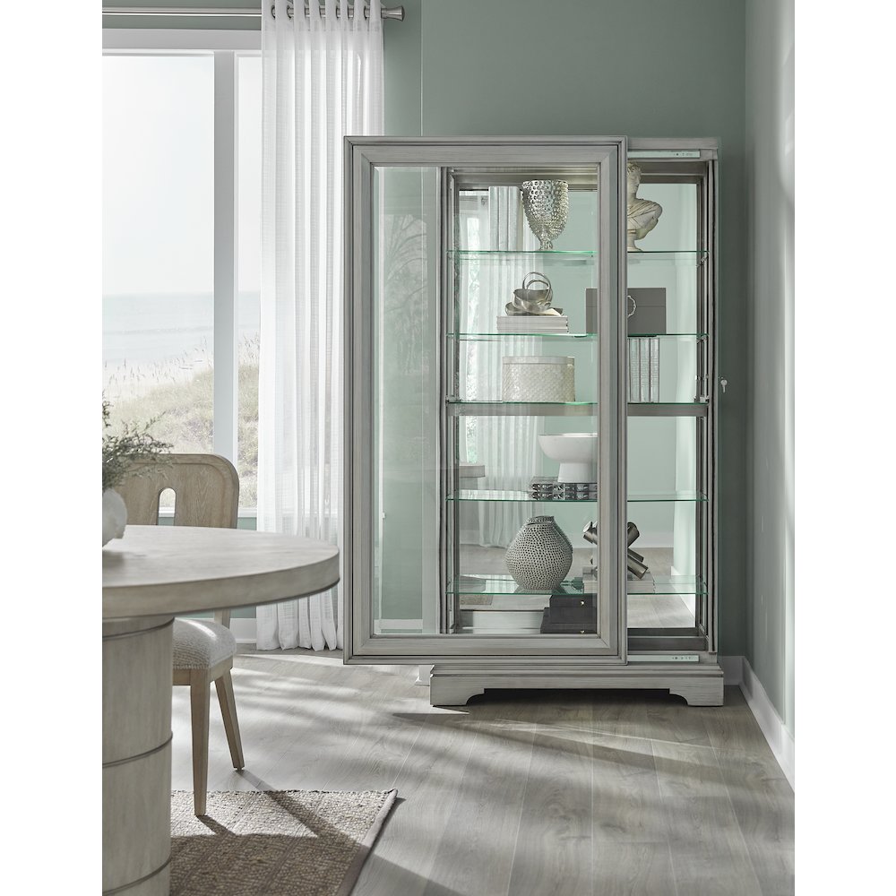 Traditional Sliding Door Curio, Gray Finish. Picture 10