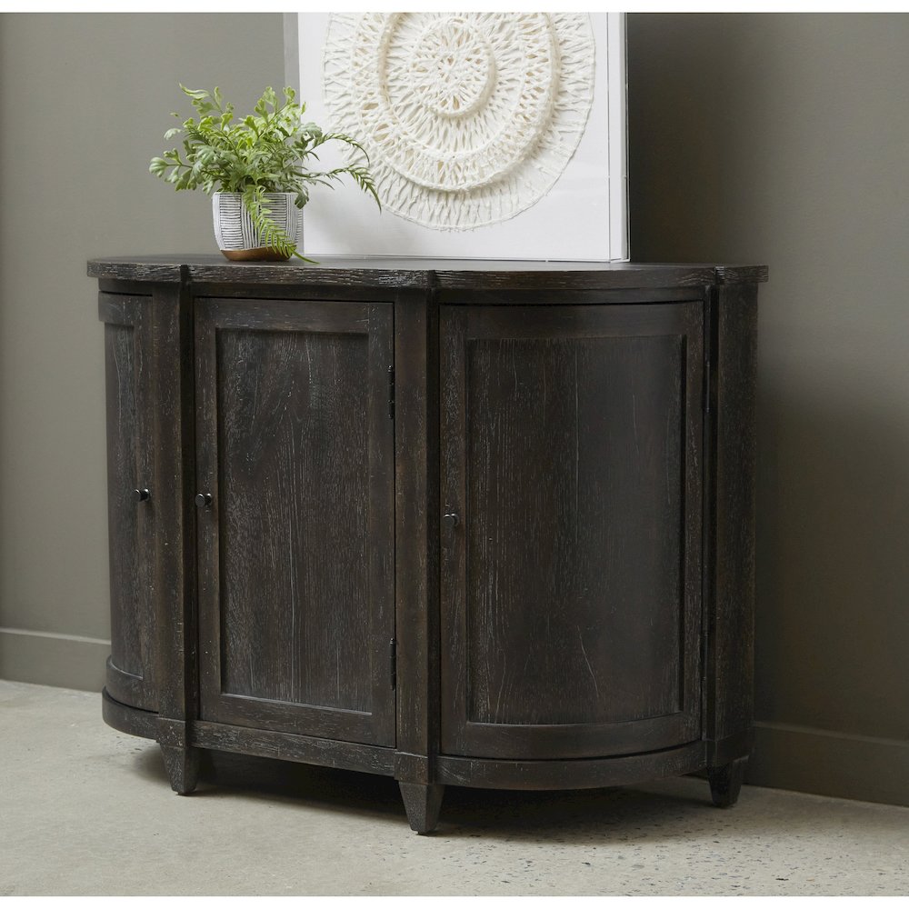 Curved 3 Door Hallway Accent Chest. Picture 9