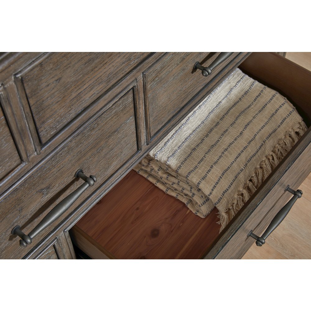 Madison Ridge Brown 10 Drawer Dresser. Picture 8