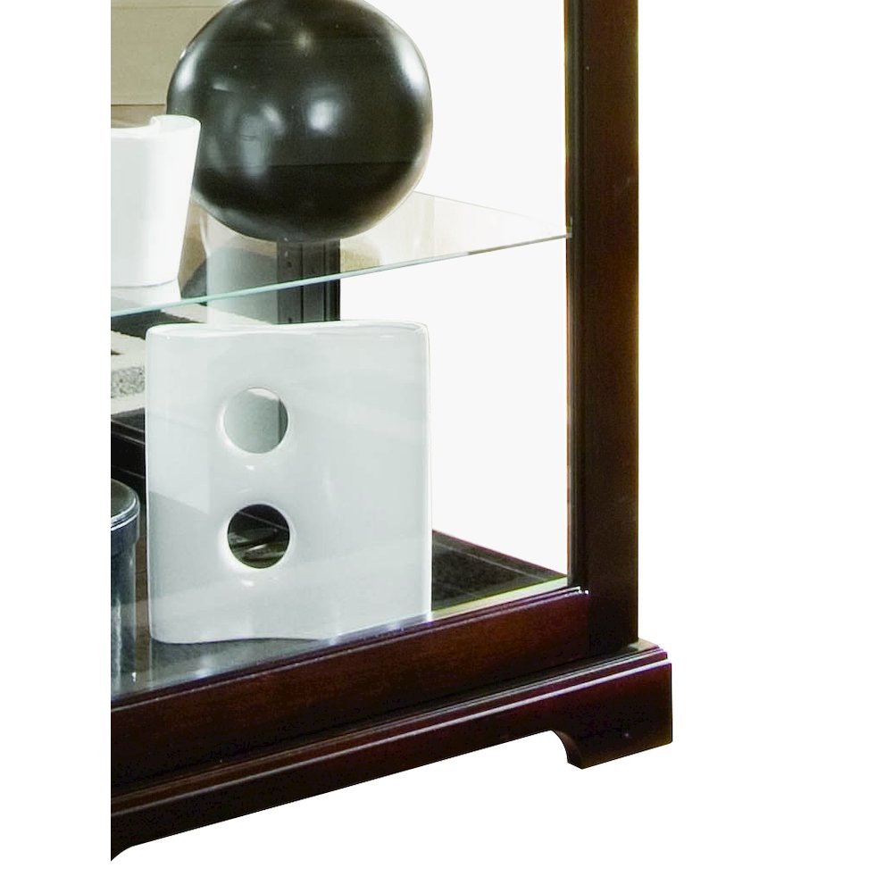 Tall 5 Shelf Curio Cabinet-Sliding Door in Cherry Brown. Picture 4