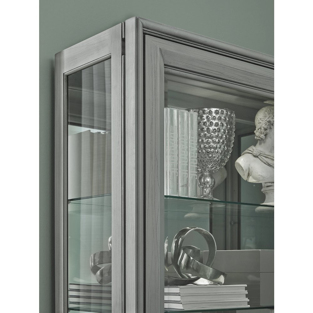 Traditional Sliding Door Curio, Gray Finish. Picture 7