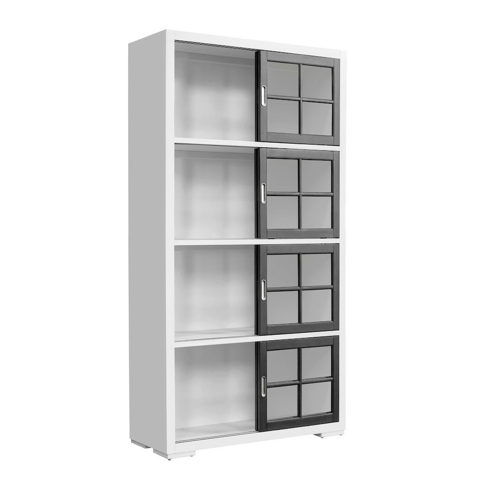 Contemporary 4-Shelf Sliding Door Bookcase. Picture 4