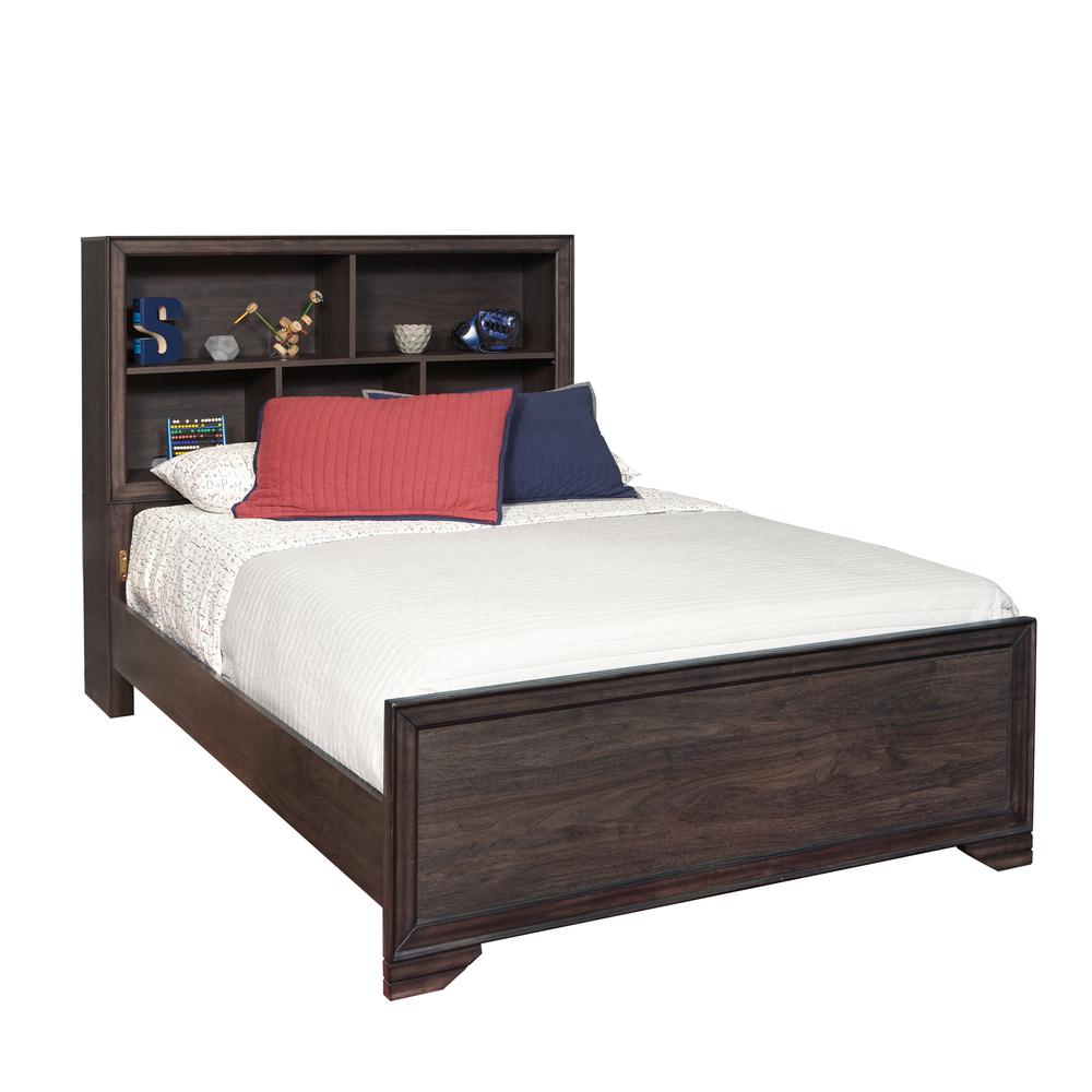 Kids Twin Bed Bookcase Headboard in Espresso Brown. Picture 2