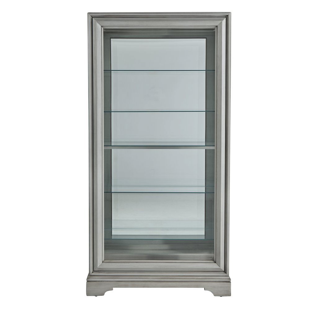 Traditional Sliding Door Curio, Gray Finish. Picture 2