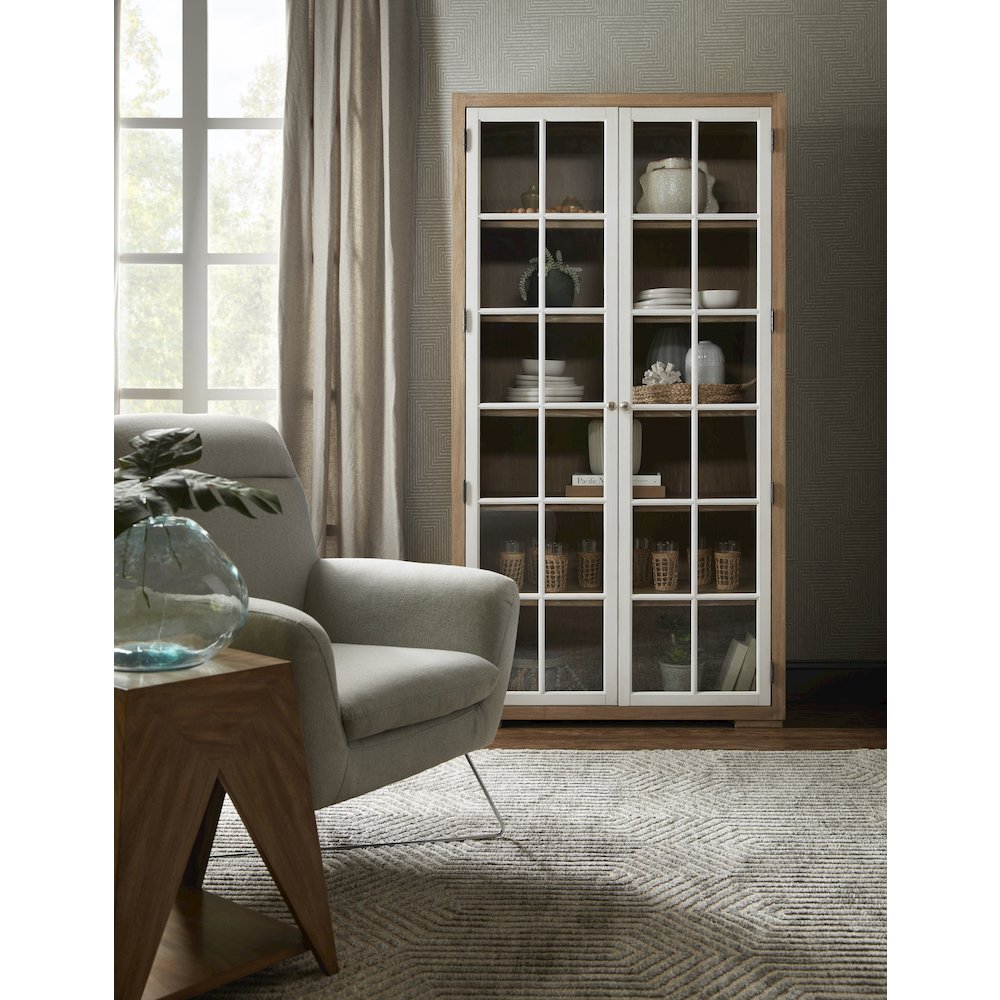Contemporary 5-Shelf Glass Door Bookcase. Picture 7