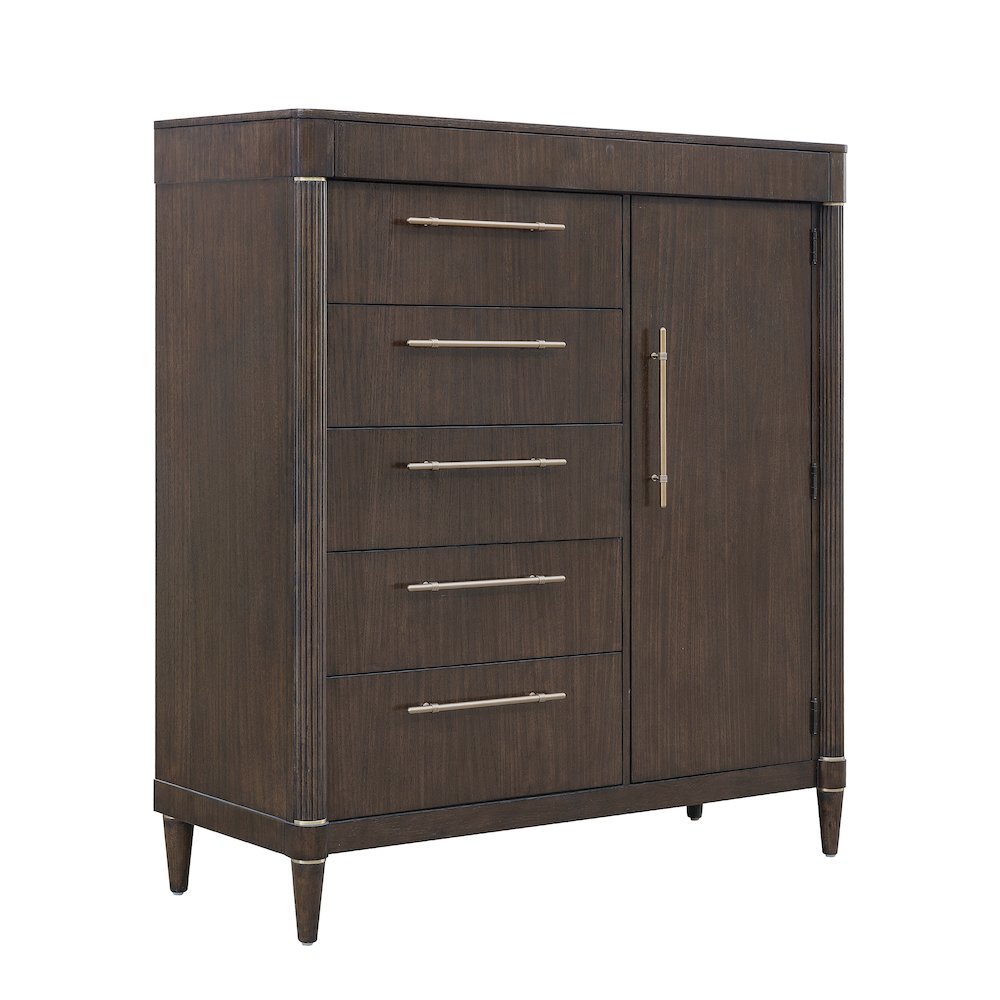 Asher Park 6 Drawer Master Chest, Piano Brown Finish. Picture 1