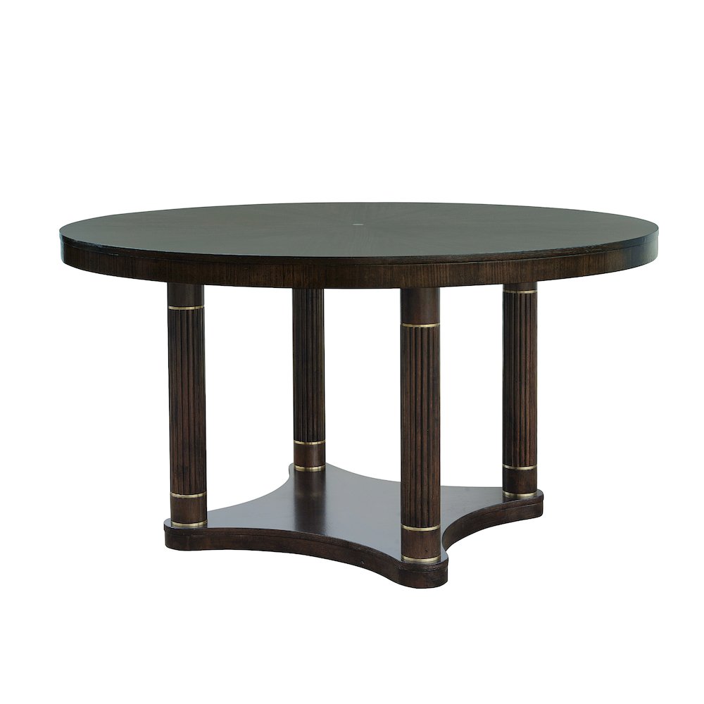 Asher Park Round Dining Table, Piano Brown Finish. Picture 2
