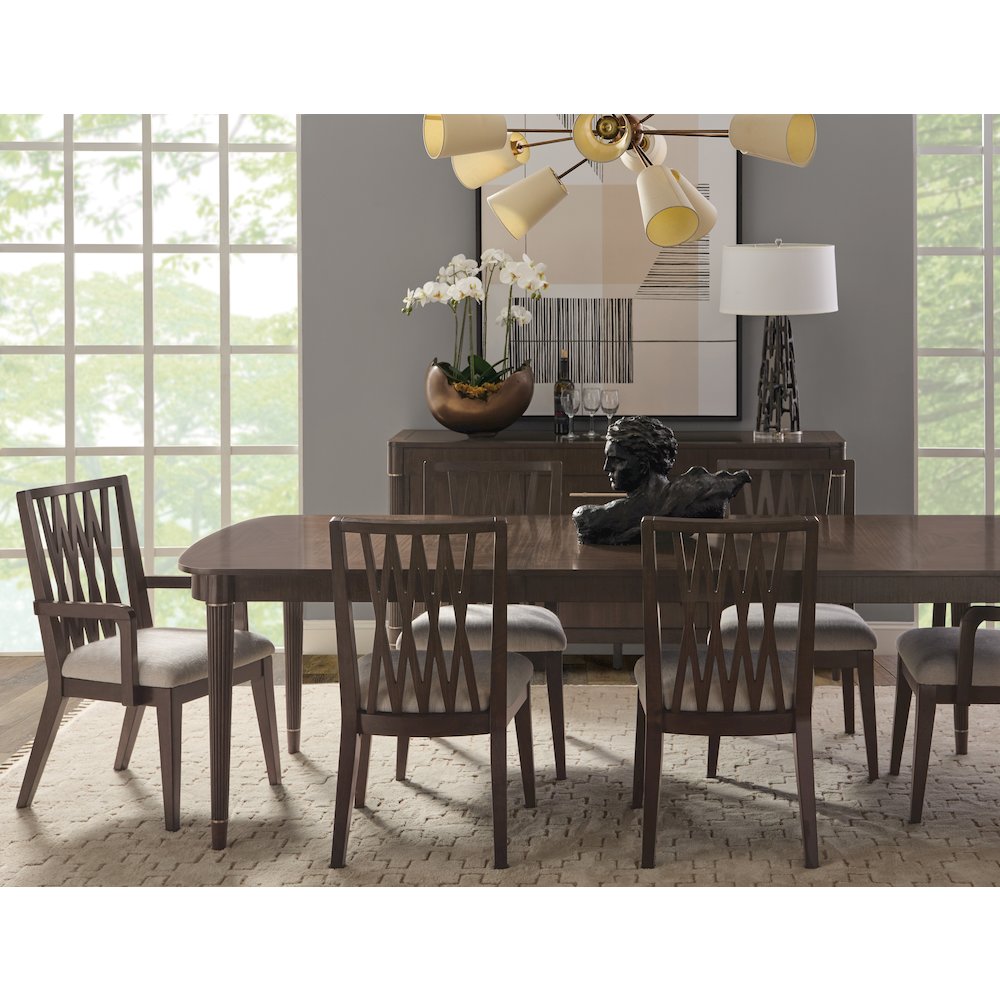 Asher Park Leg Dining Table, Piano Brown Finish. Picture 10