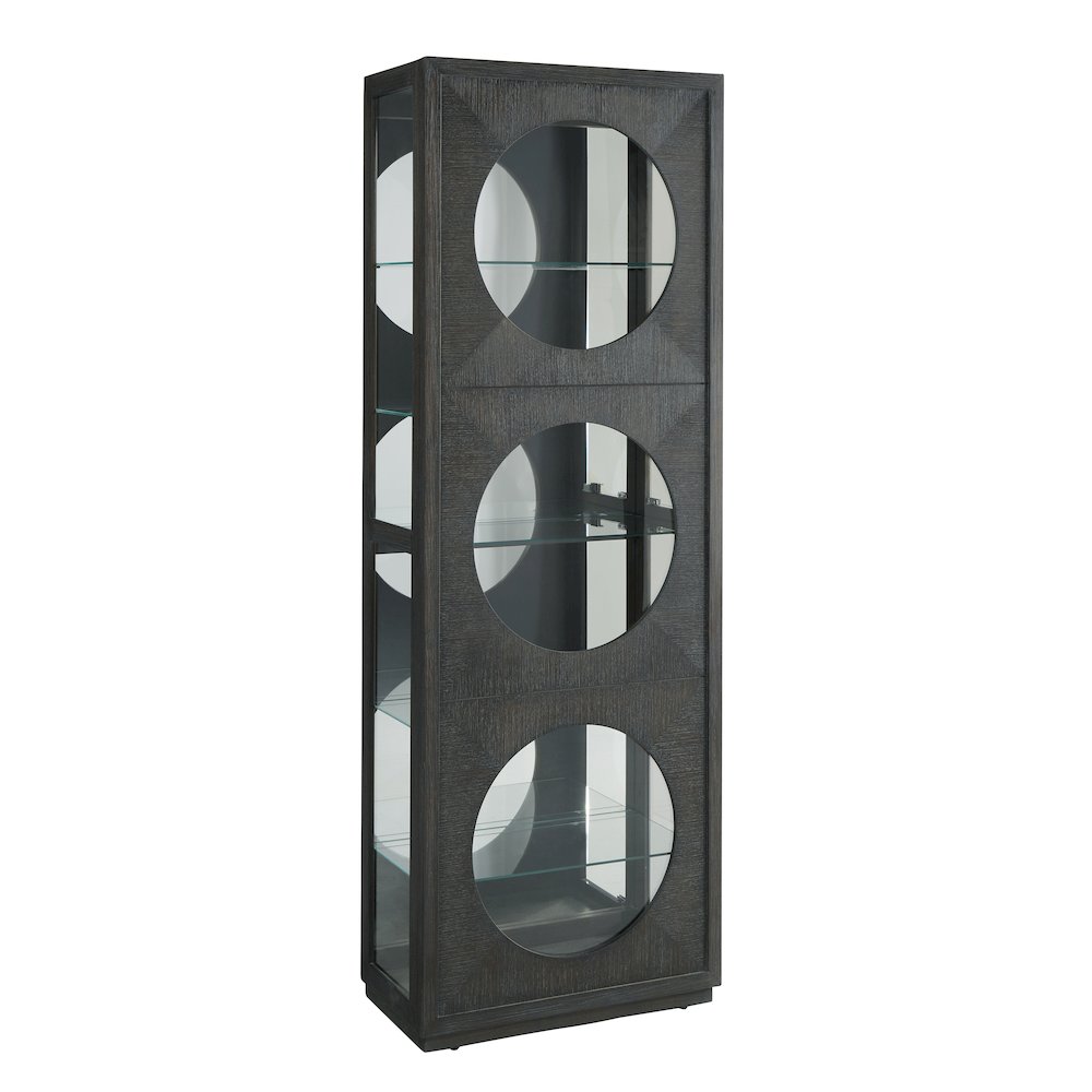 Contemporary Side Entry Curio Cabinet, Dark Wood Finish. Picture 1