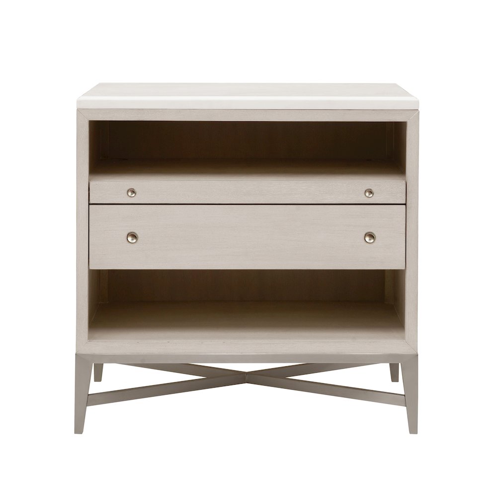Ashby Place Accent Nightstand with Center Drawers and USB-C Port. Picture 1