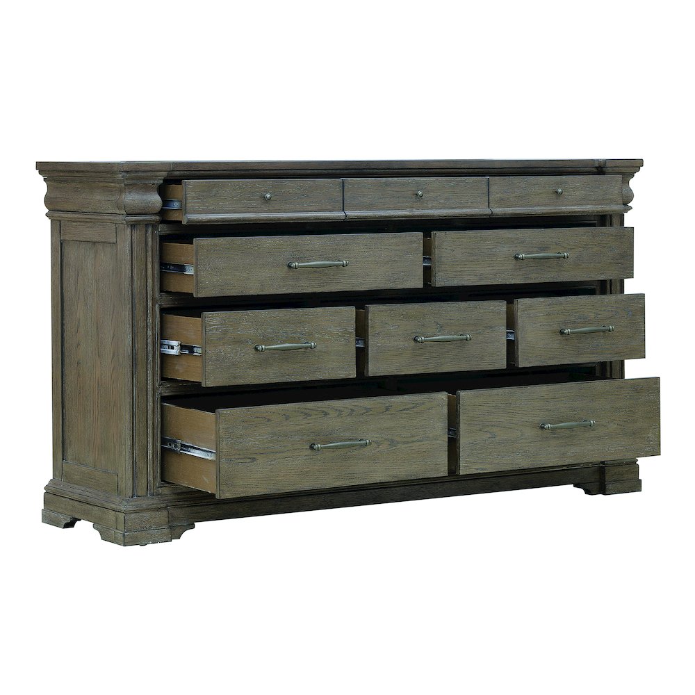 Madison Ridge Brown 10 Drawer Dresser. Picture 4