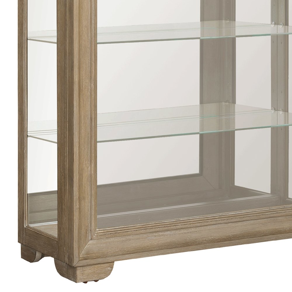 Light Wood Modern 5-Shelf Sliding Door Curio with LED Light. Picture 6