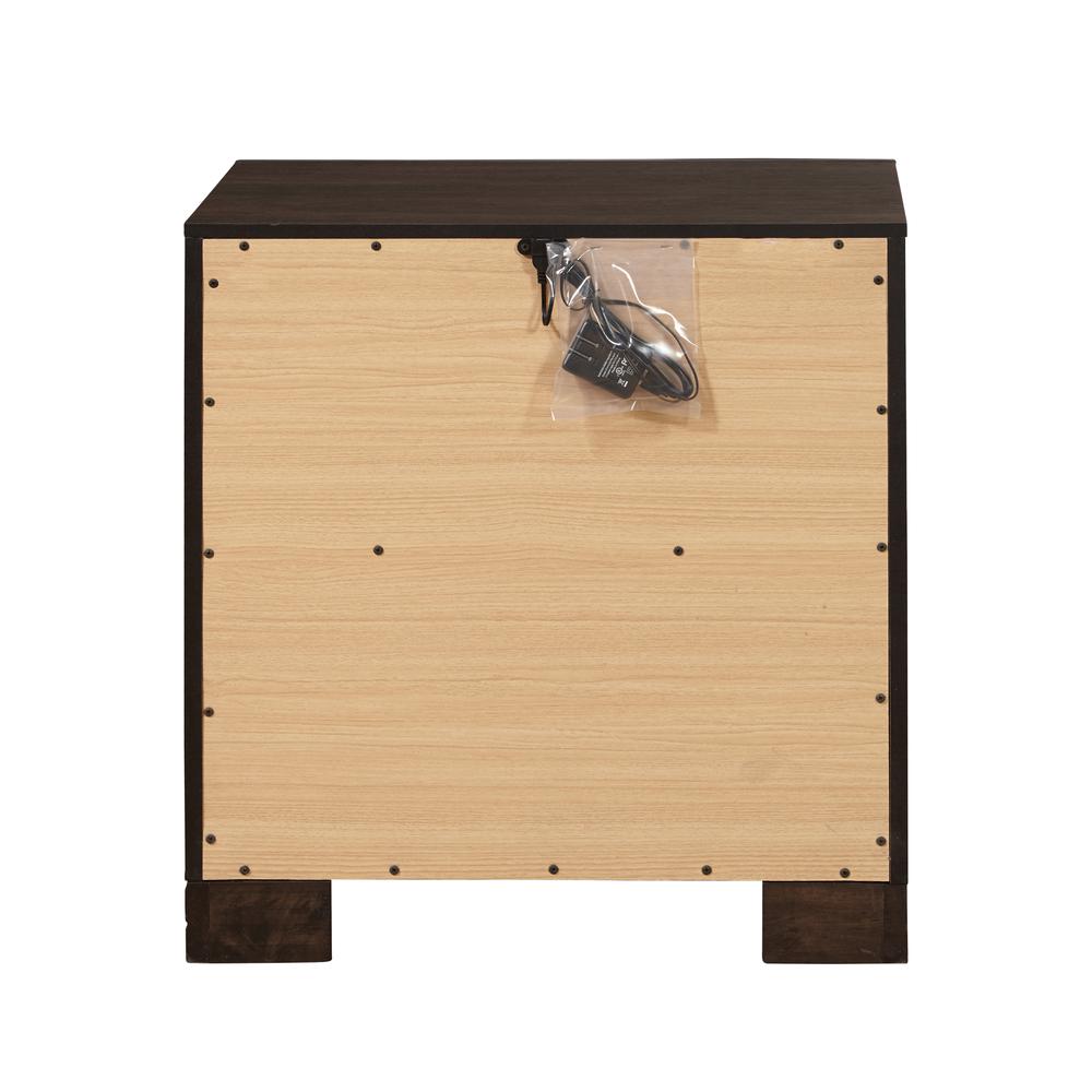 Three Drawer Youth Nightstand with USB in Brown. Picture 5