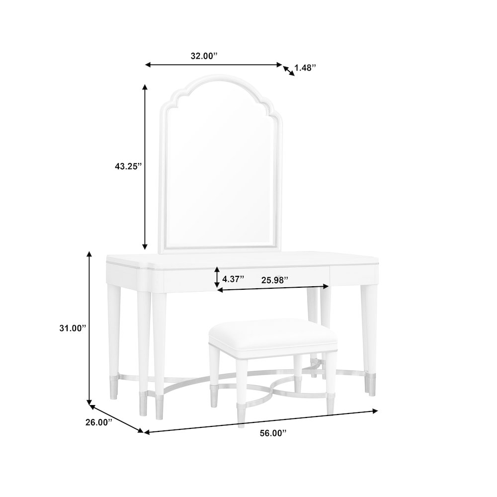 Grace Vanity and Mirror Set with Stool. Picture 10
