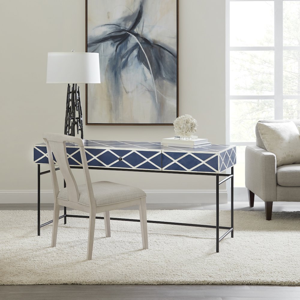 Navy Blue Writing Desk with Storage Drawer. Picture 9