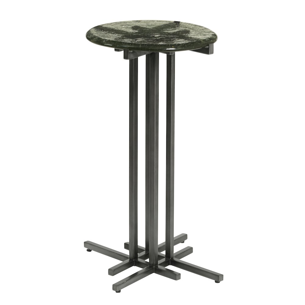Glass Top Spot Table with Metal Base Pedestal. Picture 3