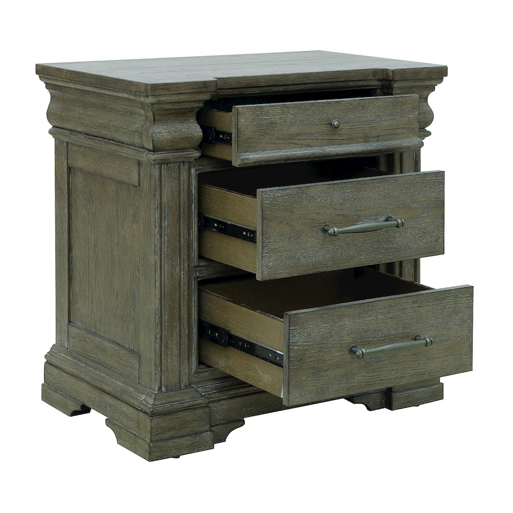 Madison Ridge Brown 3 Drawer Nightstand. Picture 4